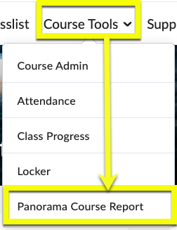 Panorama Course Report link in the default course navigation bar.